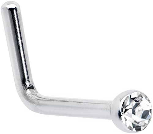 Body Candy clear micro L-shaped nose stud 20 gauge