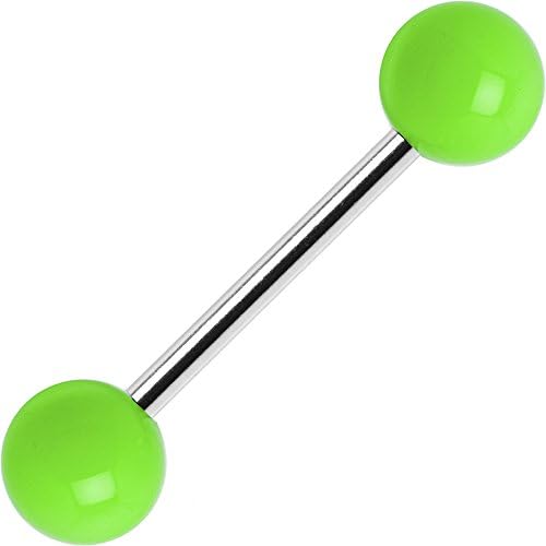 Body Candy neon green acrylic ball tongue ring barbell