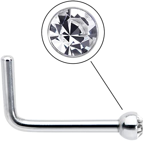 Body Candy clear micro L-shaped nose stud 20 gauge
