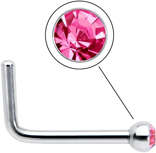 Body Candy pink accent micro nose stud 20 gauge